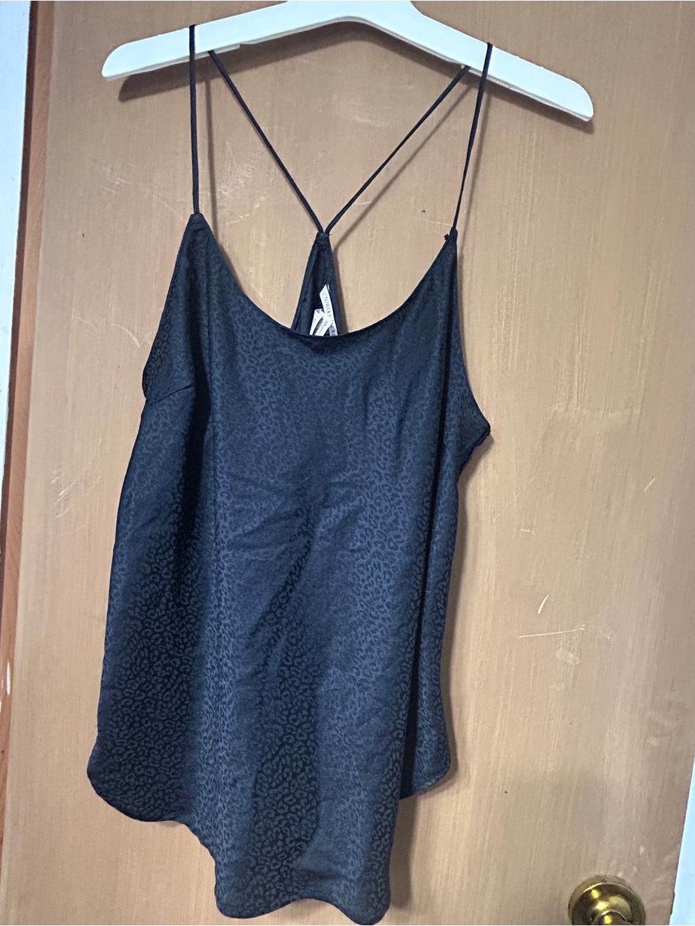 Victoria's Secret Black Satin Leopard-Print Cami